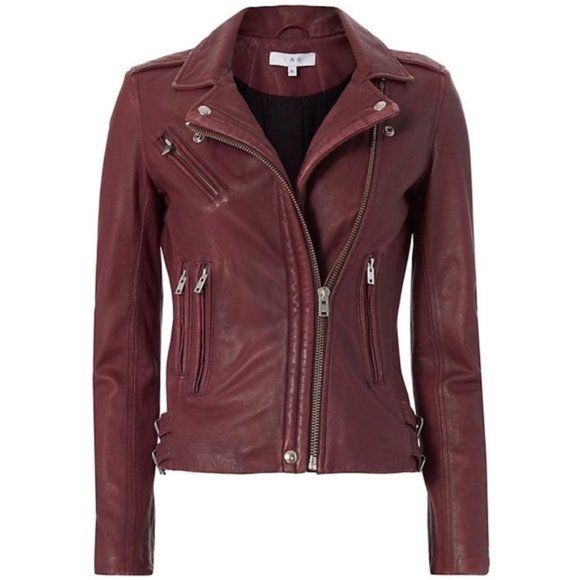 IRO Newhan Leather Jacket in Cardinal Red 36/ US 4 - Picture 3 of 8